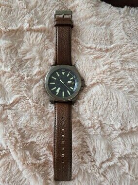 HUGO BOSS Men's Brown Leather Strap Watch Rare